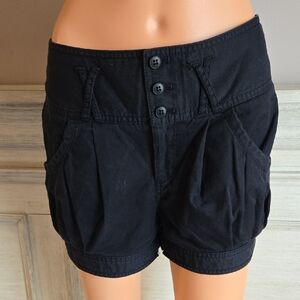 Chic High Waist Black Button Shorts